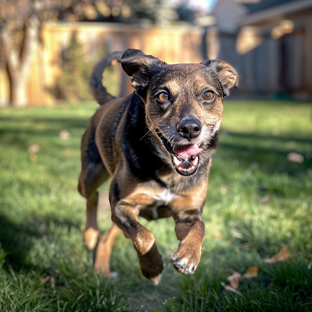 A dog enjoying a clean lawn